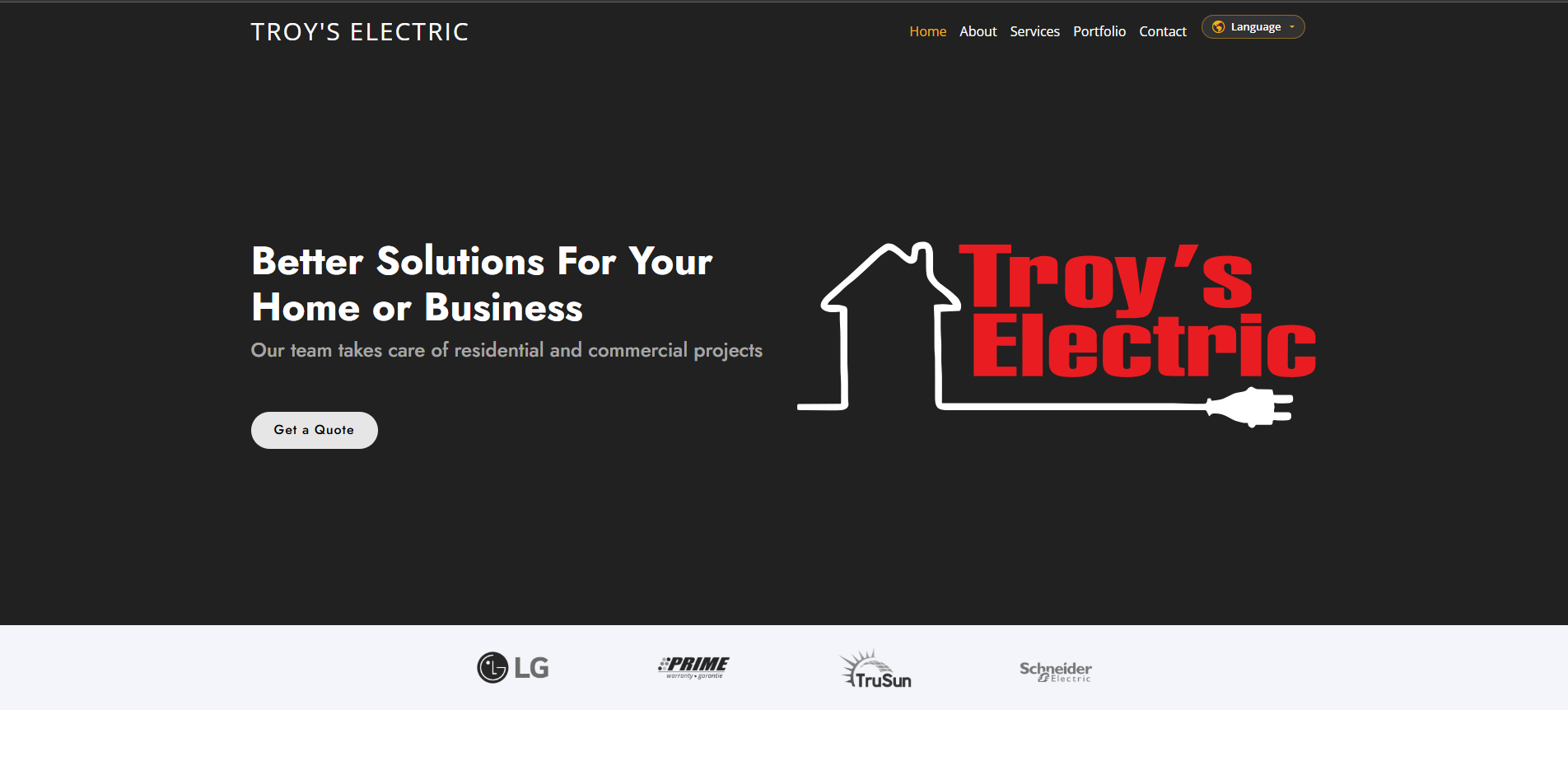 Troy's Electric homepage screenshot